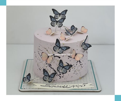 بنفش با پروانه های بنفش و صورتی