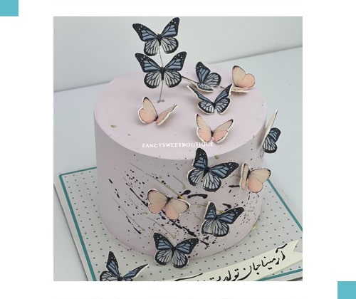 بنفش با پروانه های بنفش و صورتی